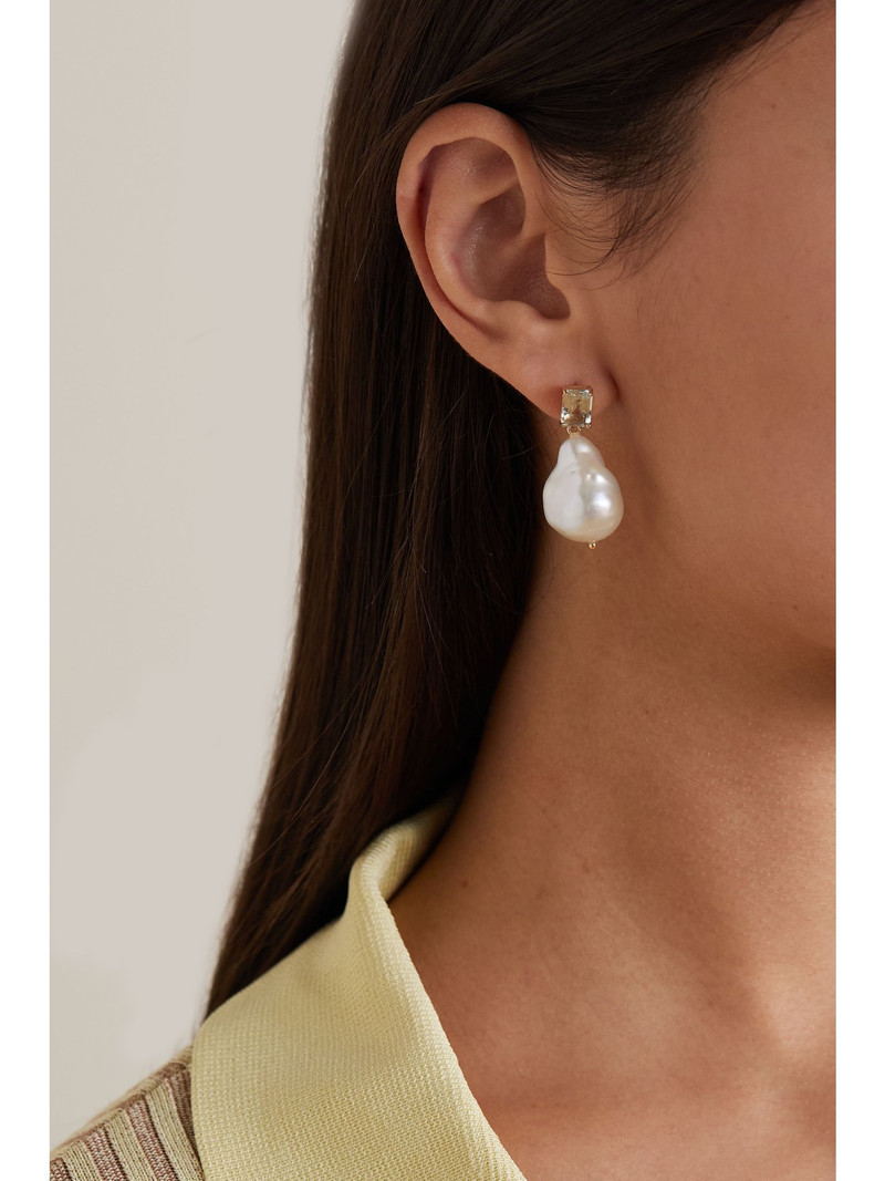 MATEO 14-karat gold, pearl and amethyst earrings Gold outlook