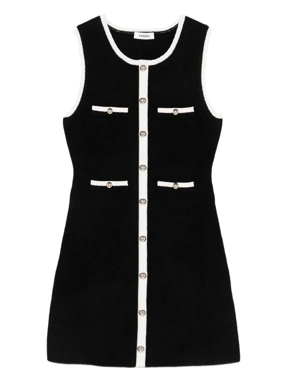button-detailed sleeveless mini dress - 1