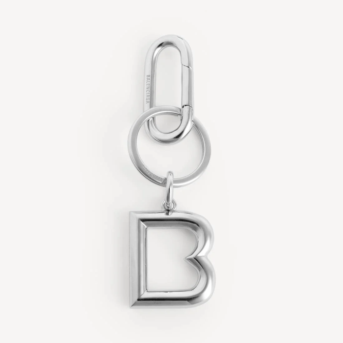 B Keychain in Shiny Silver - 1