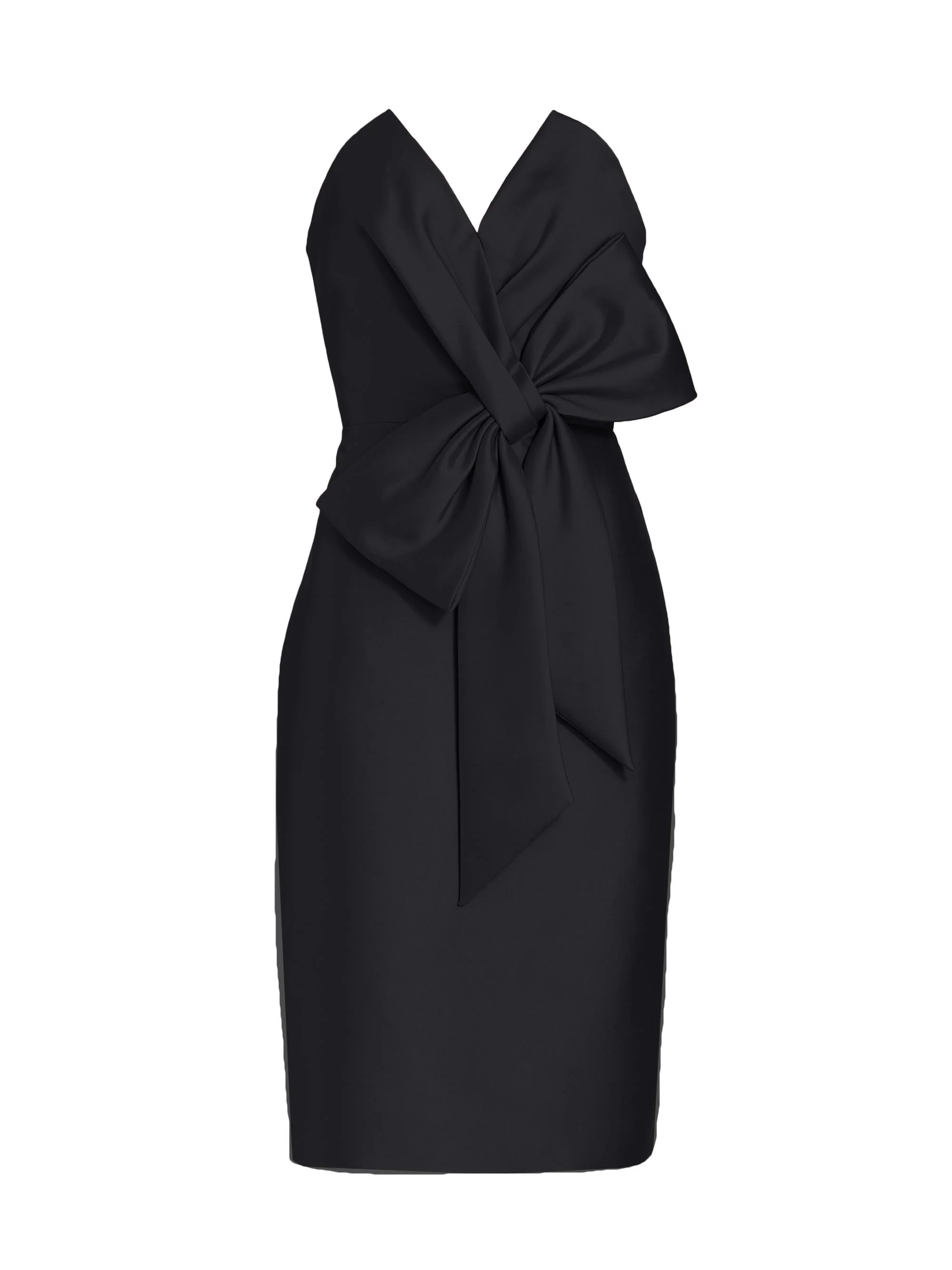Women's Bow Front Mikado Dress - Black - 1