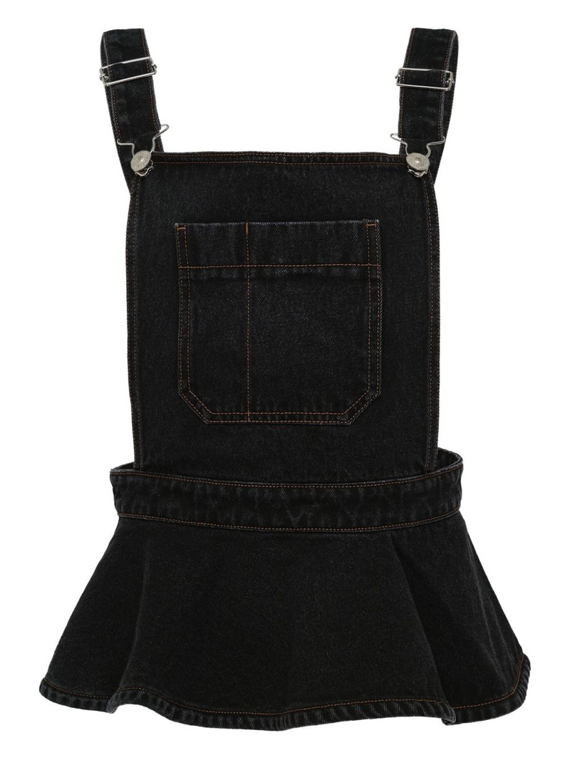 flared denim overall - 1