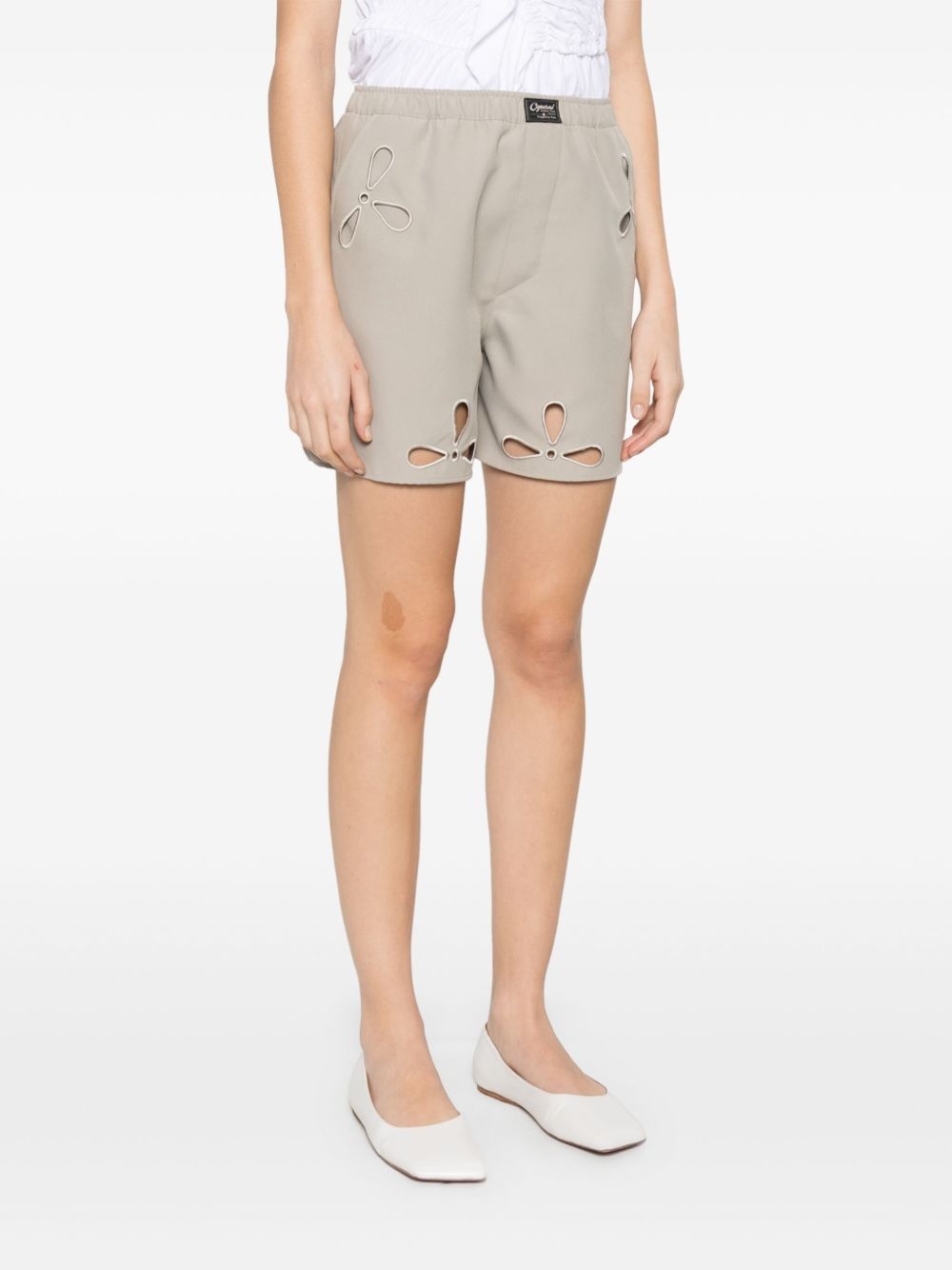 petal-embroidered cut-out shorts - 3