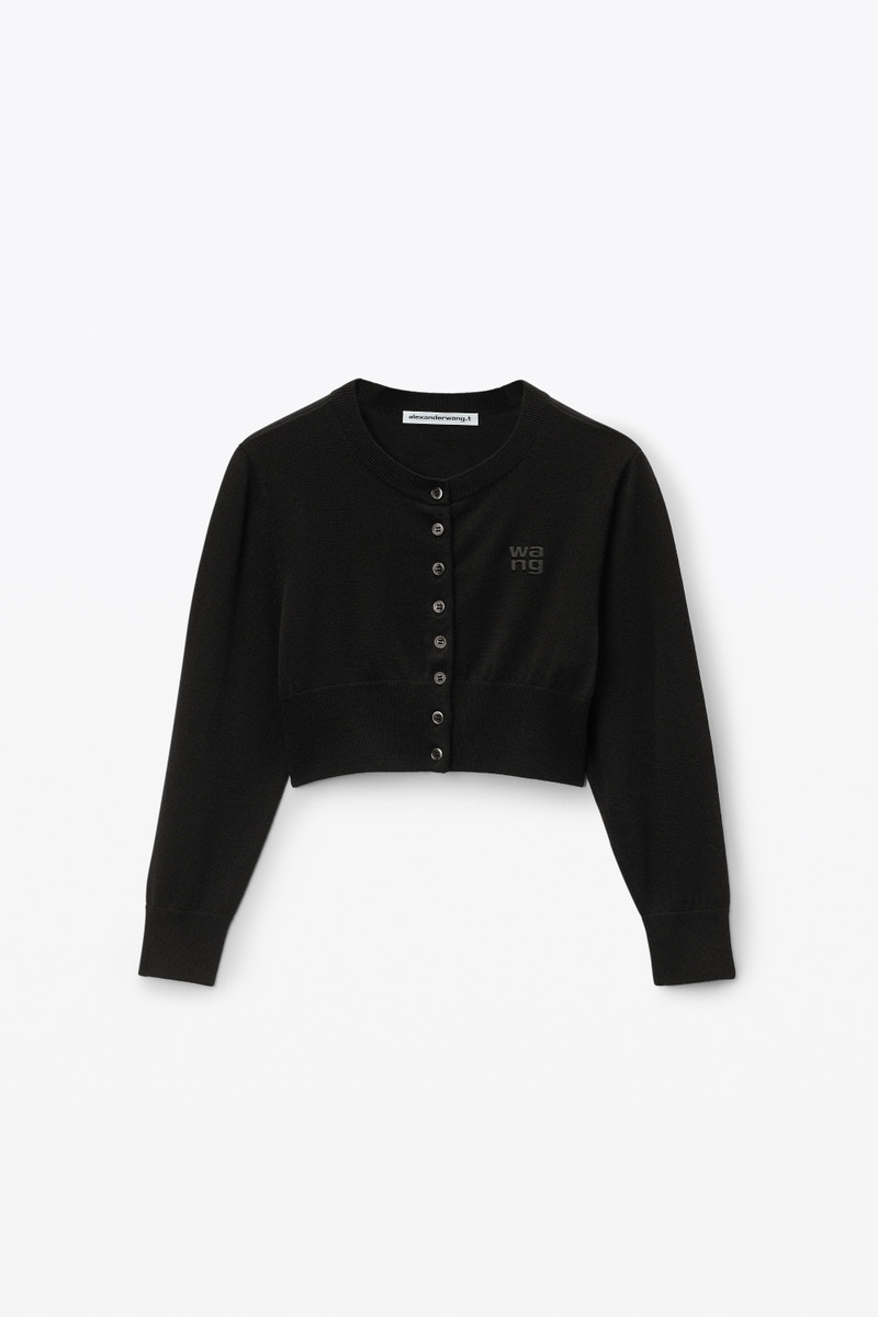 Logo-Embossed Shrunken Cardigan in Superfine Merino Wool 1