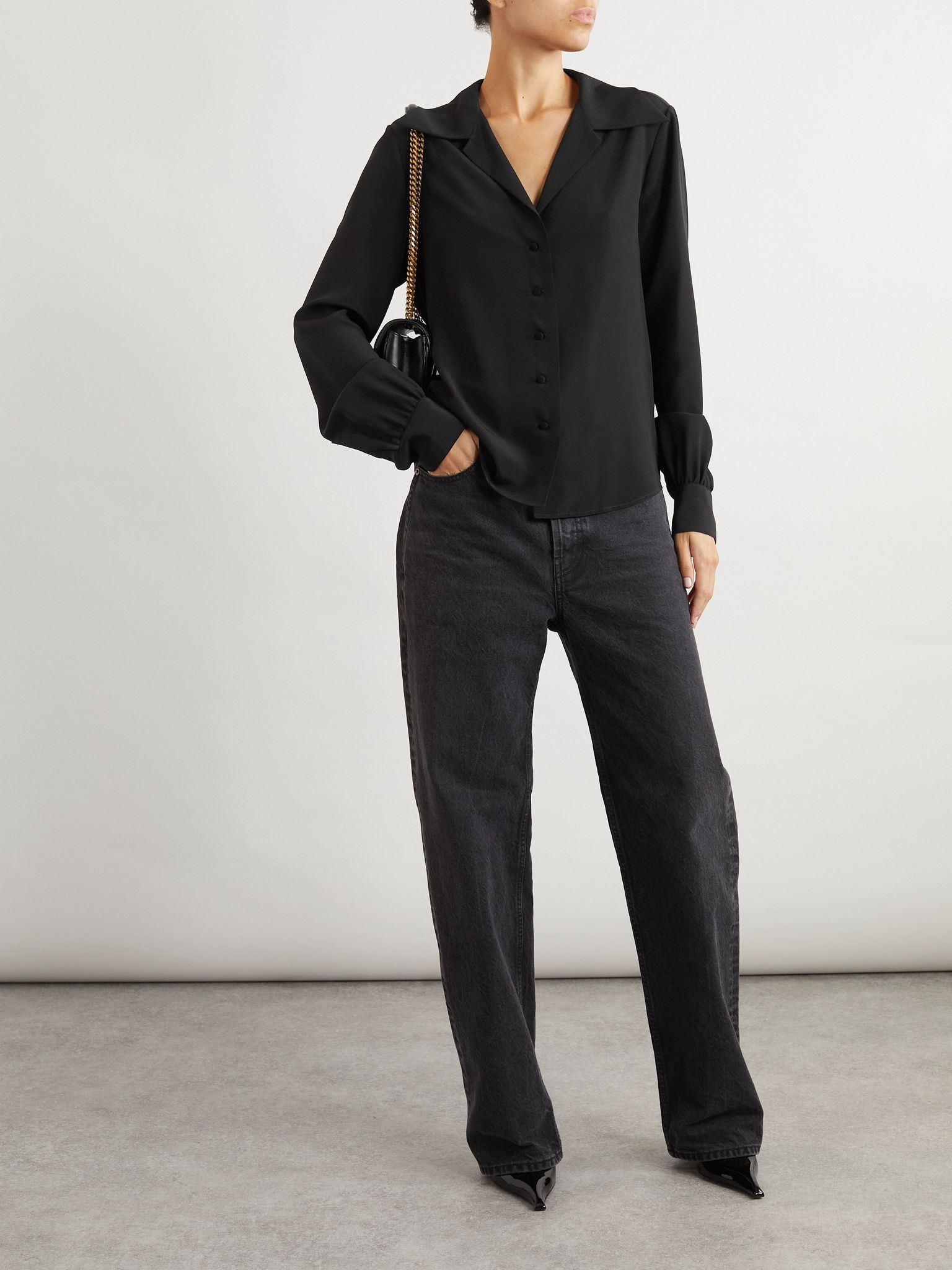 Silk crepe de chine blouse Black - 2