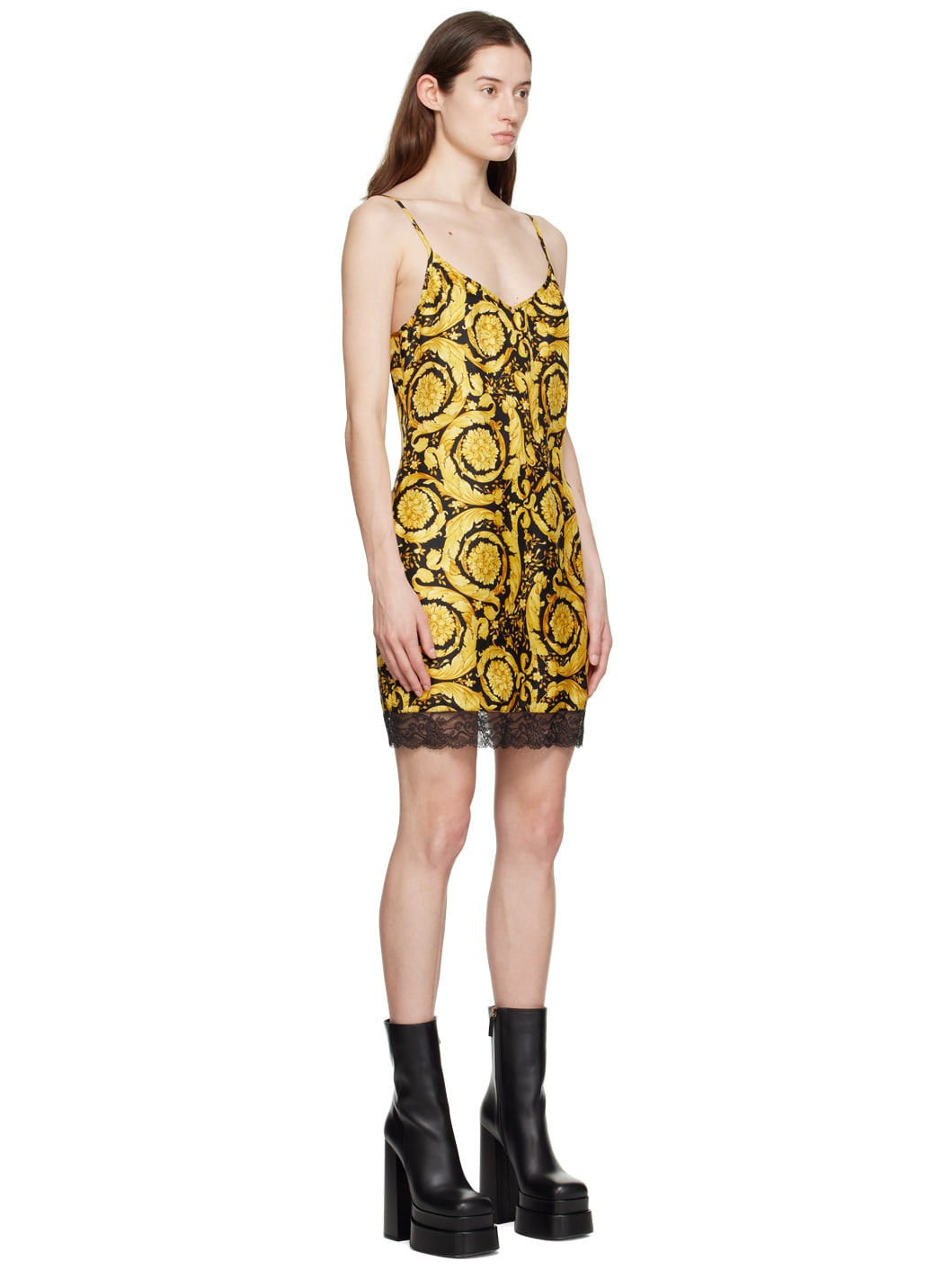 Black & Gold Barocco Minidress - 2