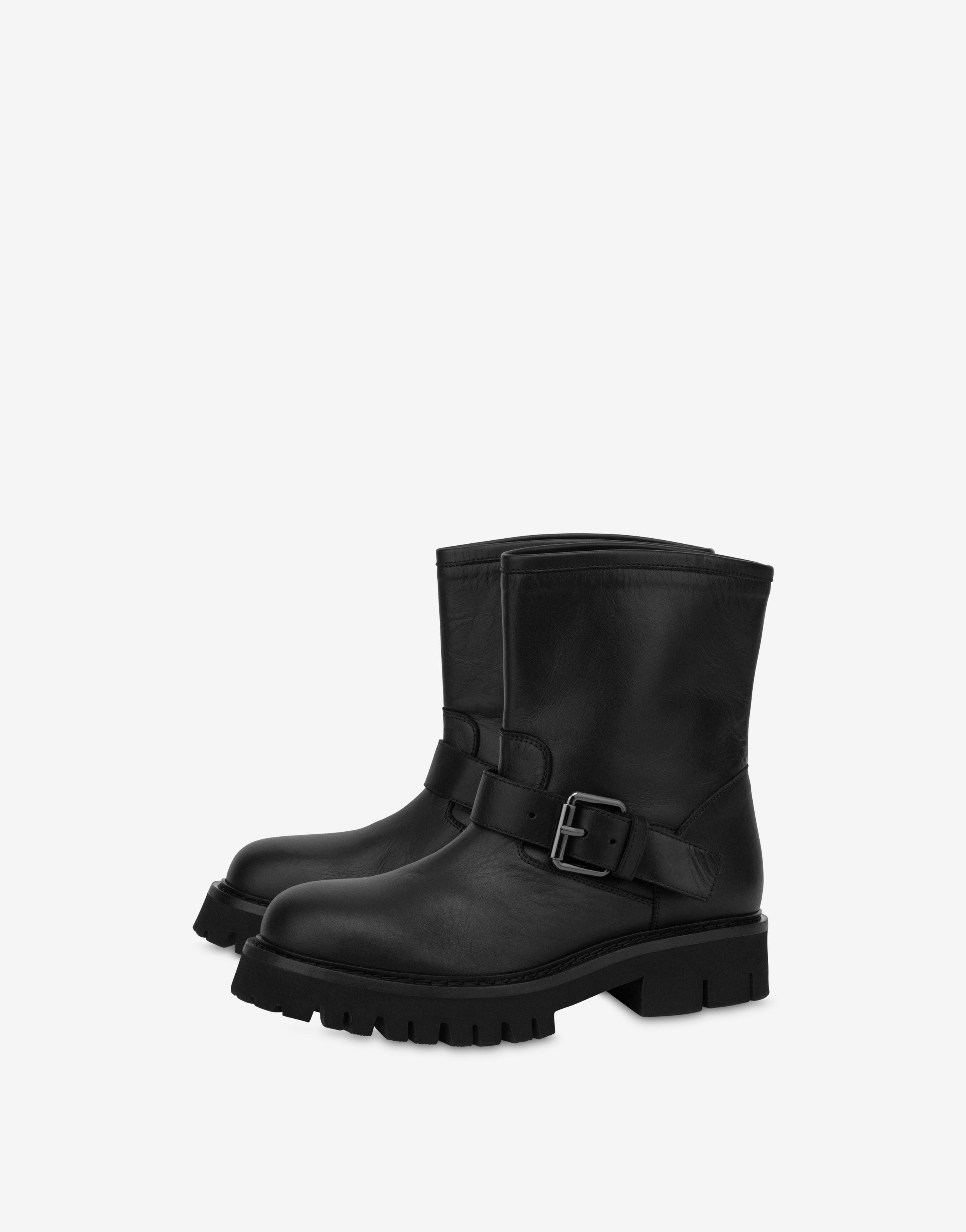 CALFSKIN BIKER ANKLE BOOTS - 1