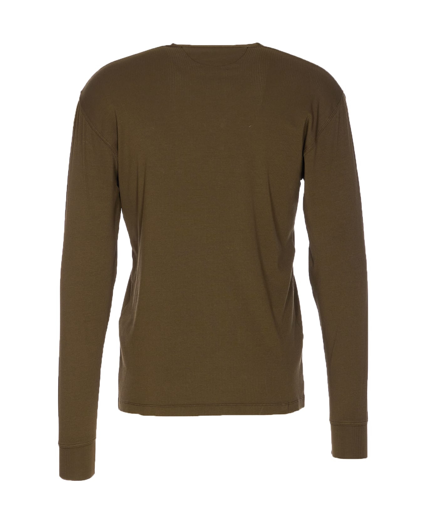 Ribbed Longsleeves Henley T-shirt - 2