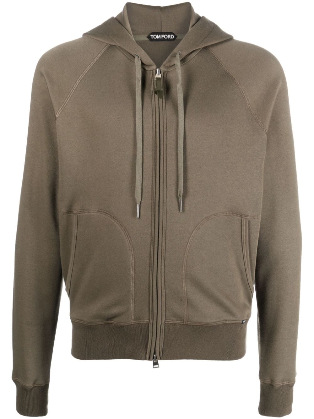 raglan sleeves zipped cotton hoodie - 1