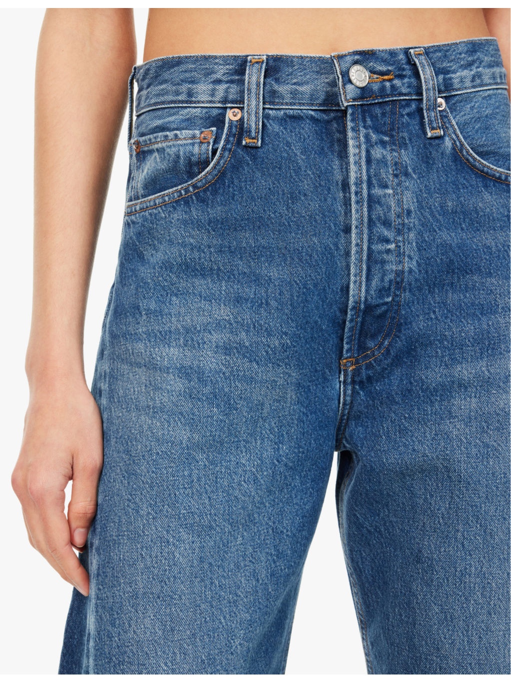 Luna Pieced faded-wash wide-leg high-rise organic-denim blend jeans - 5