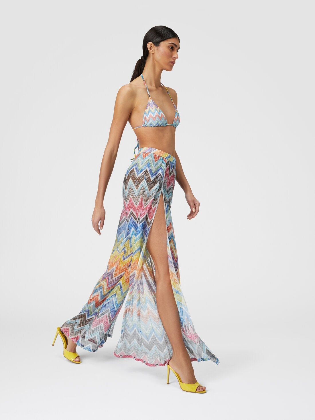 Palazzo trousers with zigzag print and lurex - 4