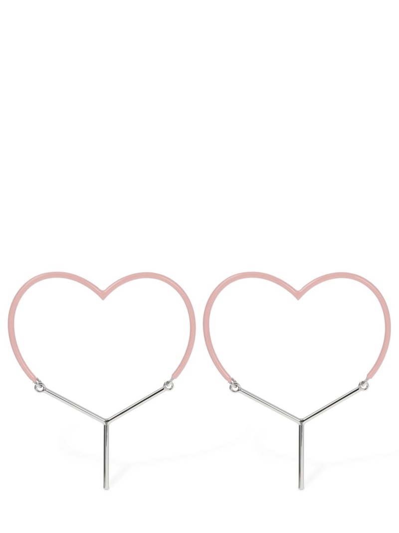 Mini Y heart enamel earrings - 1