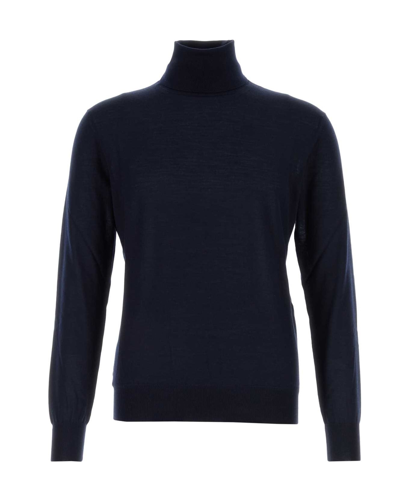 Navy Blue Cashmere Blend Sweater - 1