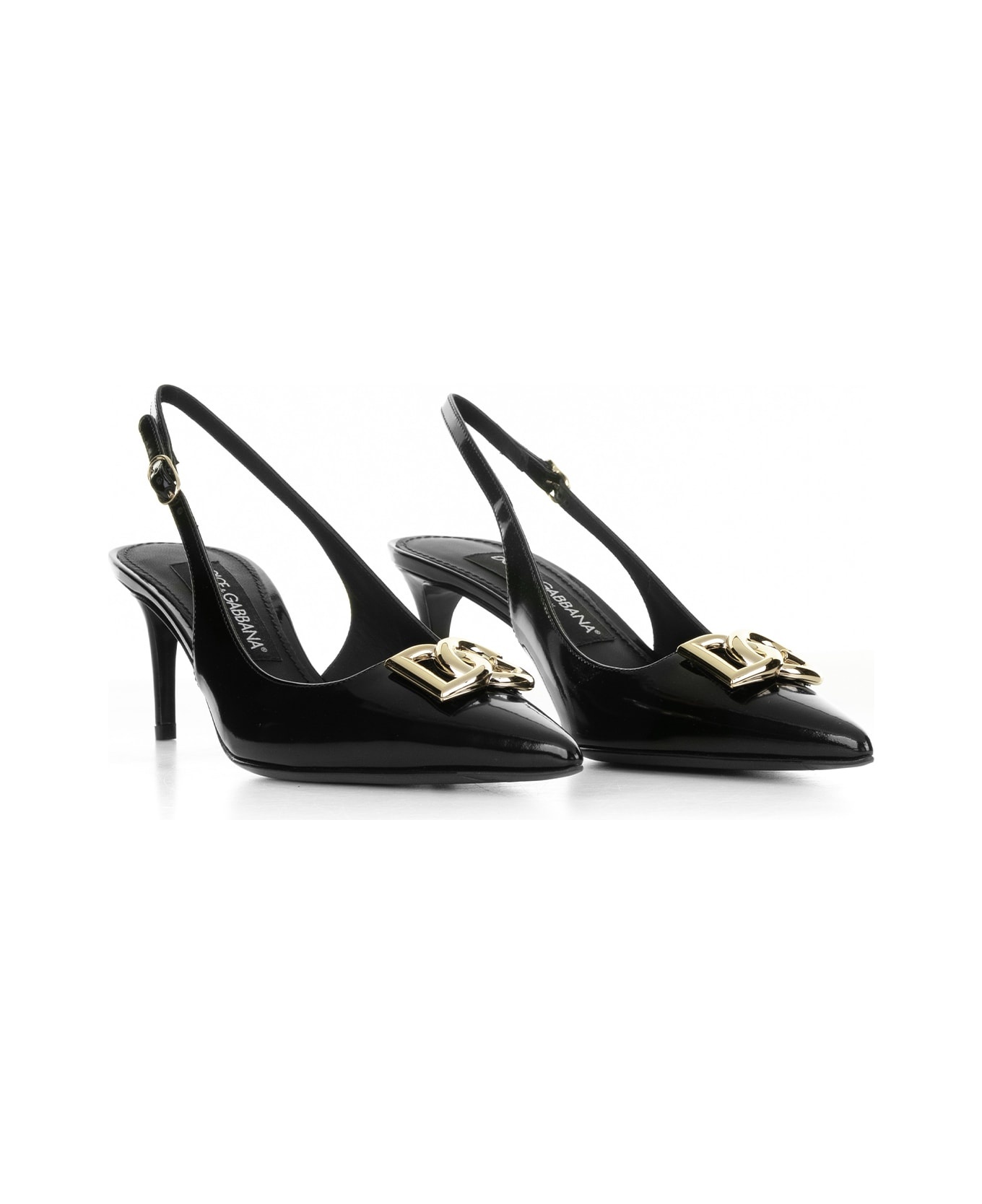 Leather Slingback Pumps With Logo - 2