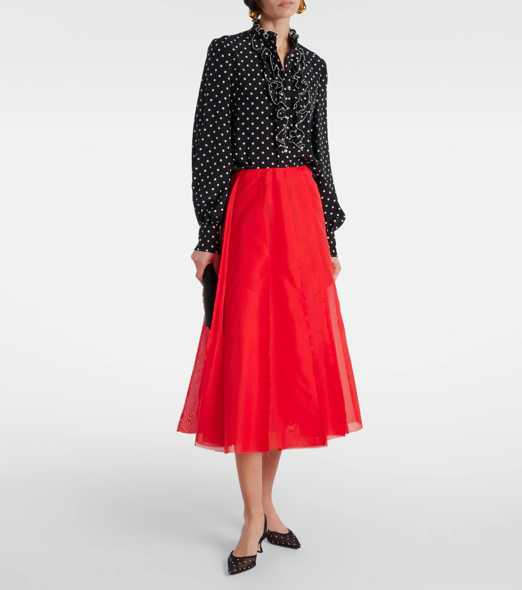 Carolyne 50 polka-dot mesh slingback pumps - 3
