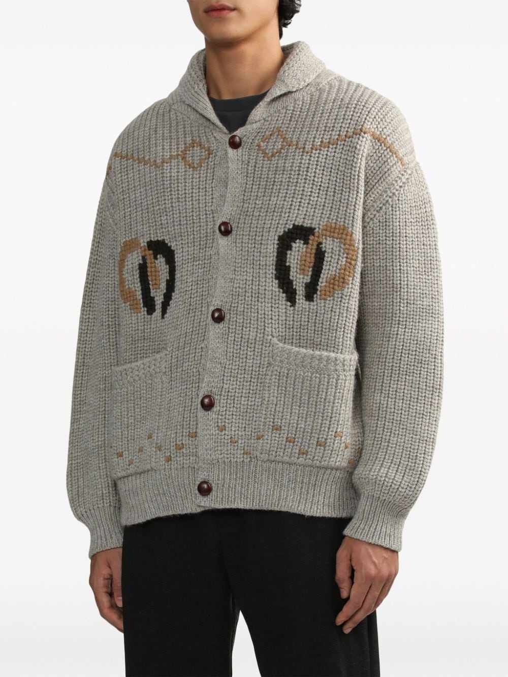patterned intarsia-knit wool-blend cardigan - 3