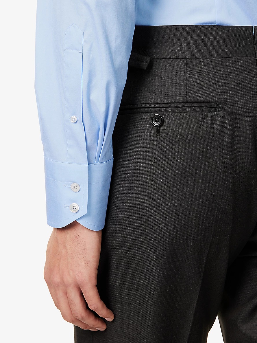 Spread-collar slim-fit cotton shirt - 6