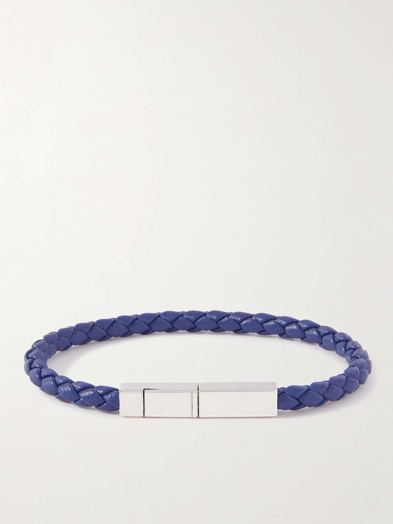 Braided Leather and Sterling Silver Bracelet - 1