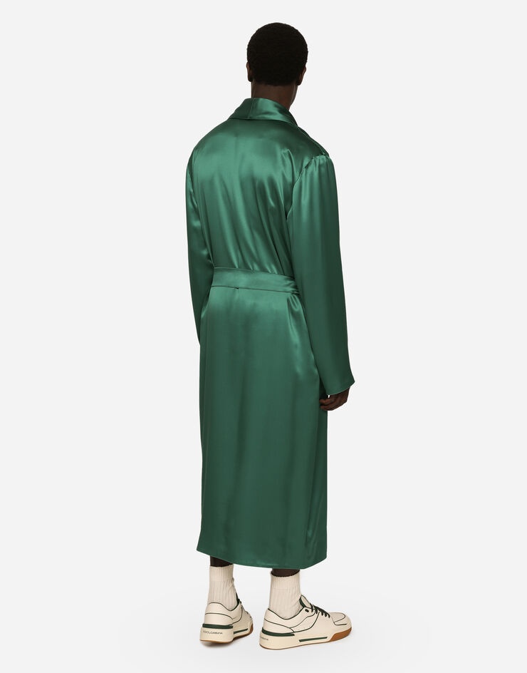 Silk satin robe with metal DG logo - 3