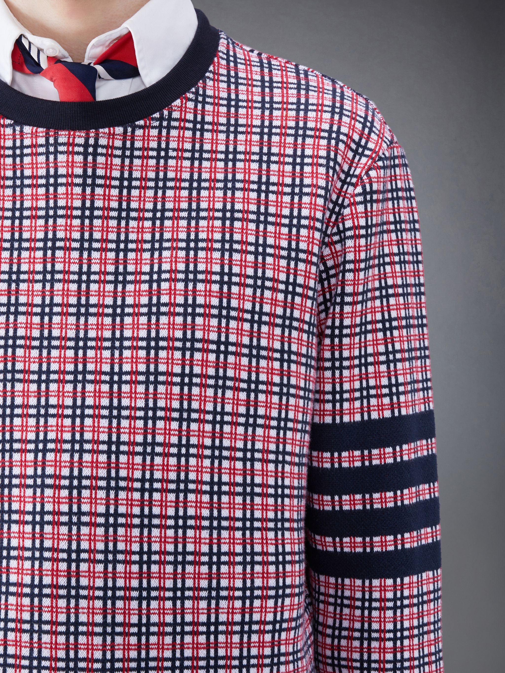 checked jacquard crew-neck sweatshirt - 4