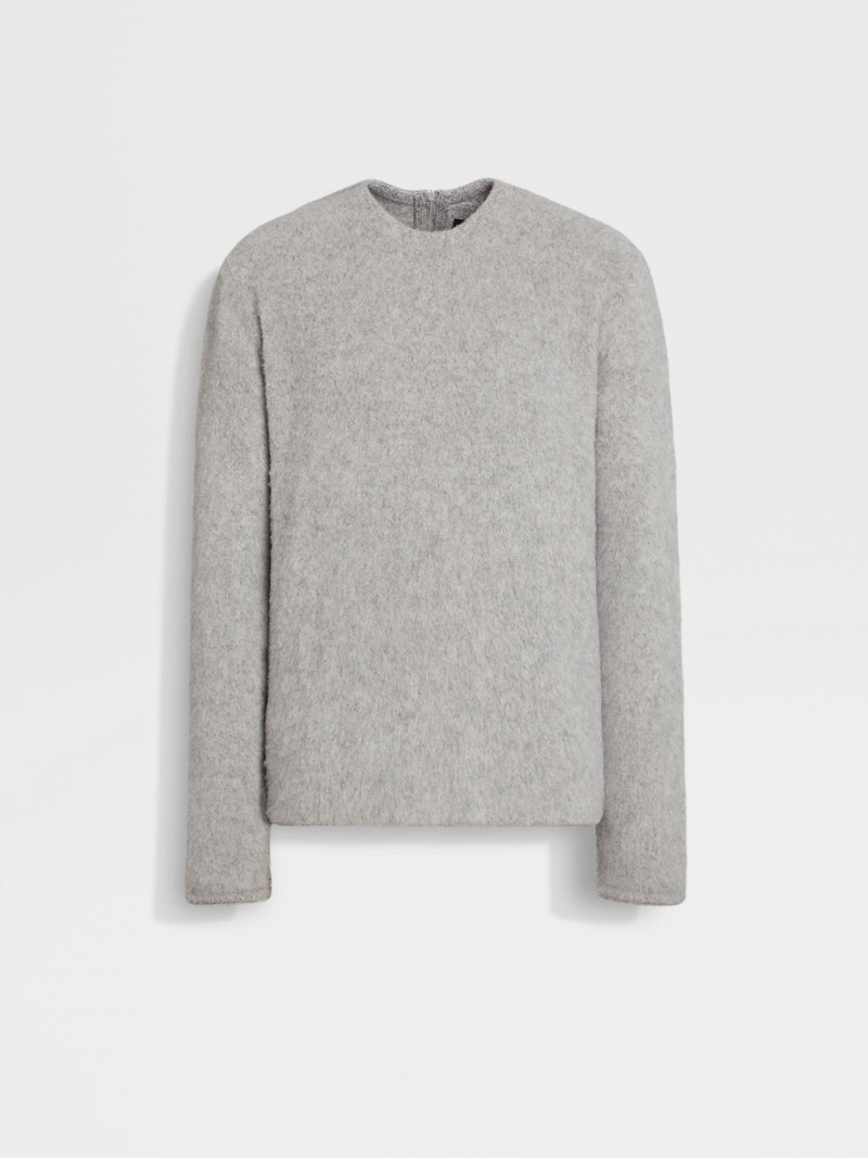 LIGHT GREY MÉLANGE OASI CASHMERE CREWNECK 1