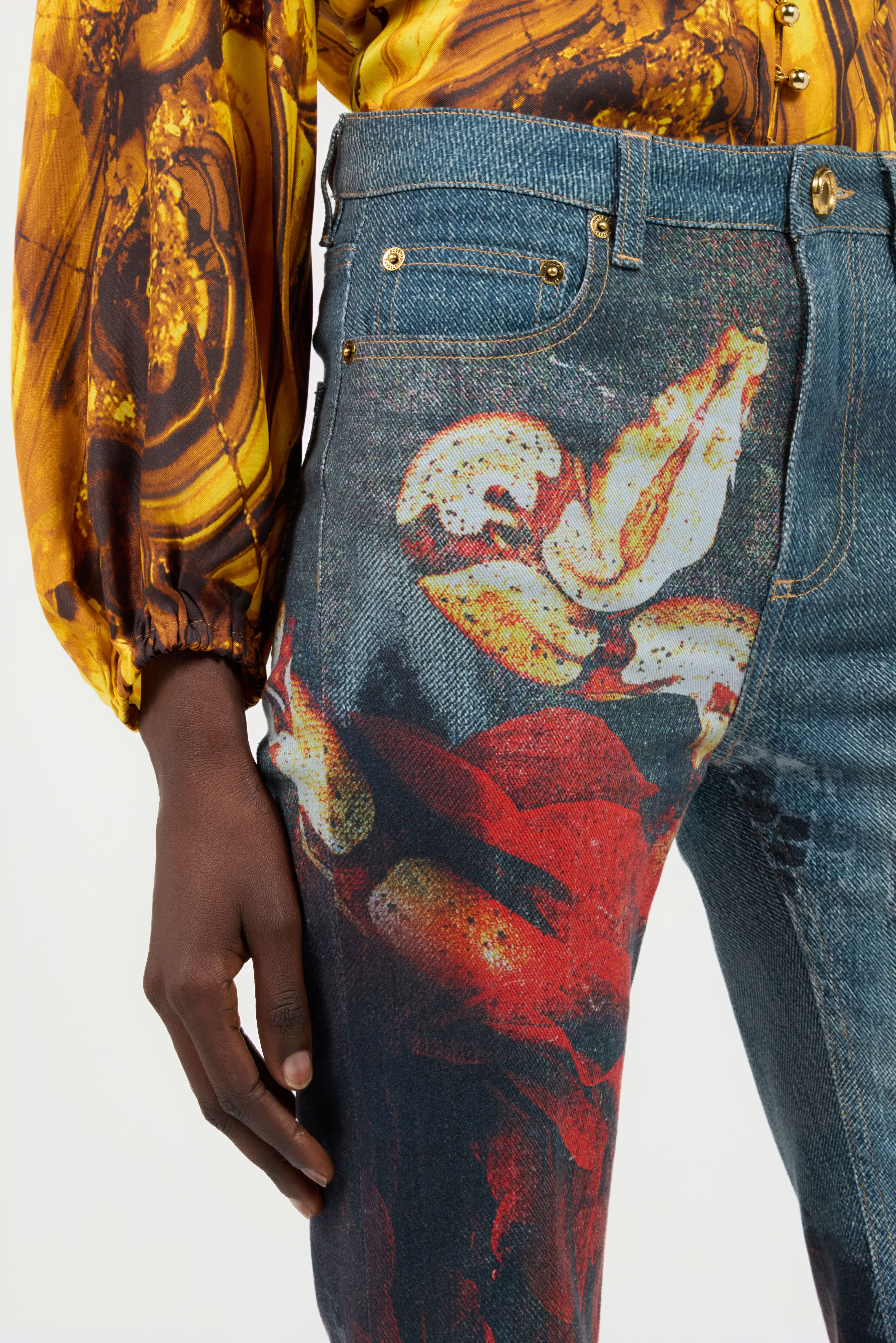 Garden Rose Print Jeans - 6