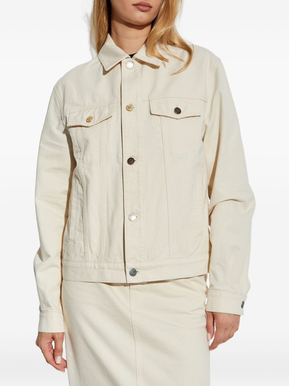 button-fastening denim jacket - 3