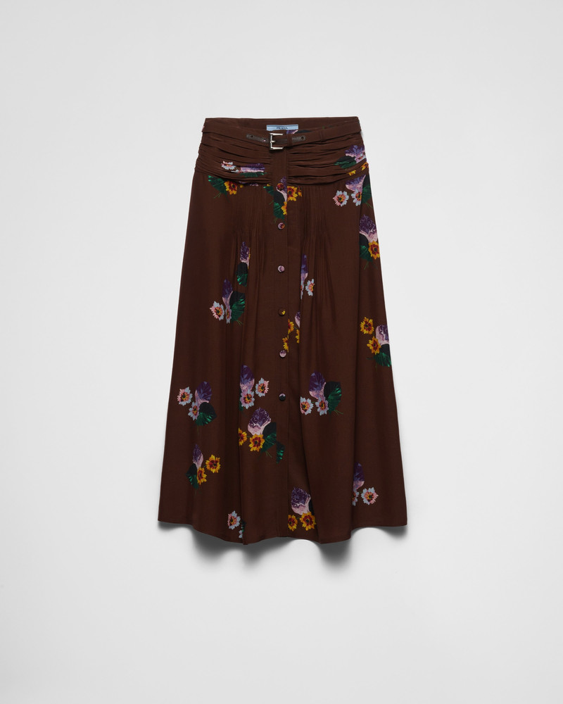 Printed pongee midi-skirt 1