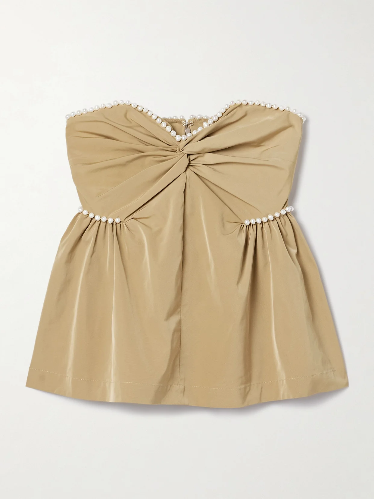 Hebe Strapless Faux Pearl-embellished Woven Top - 1