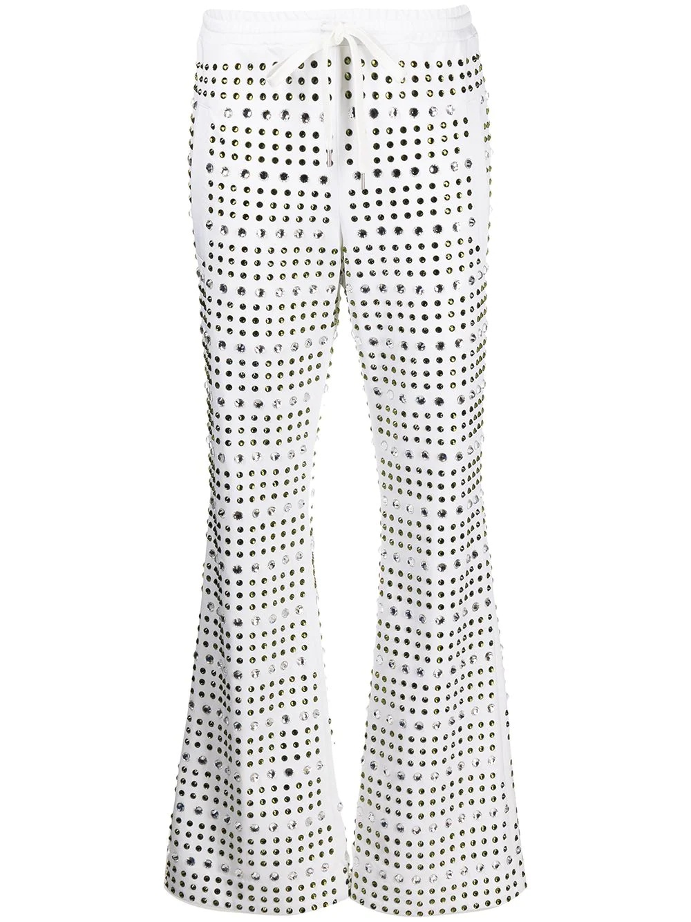 crystal-embellished flared trousers - 1