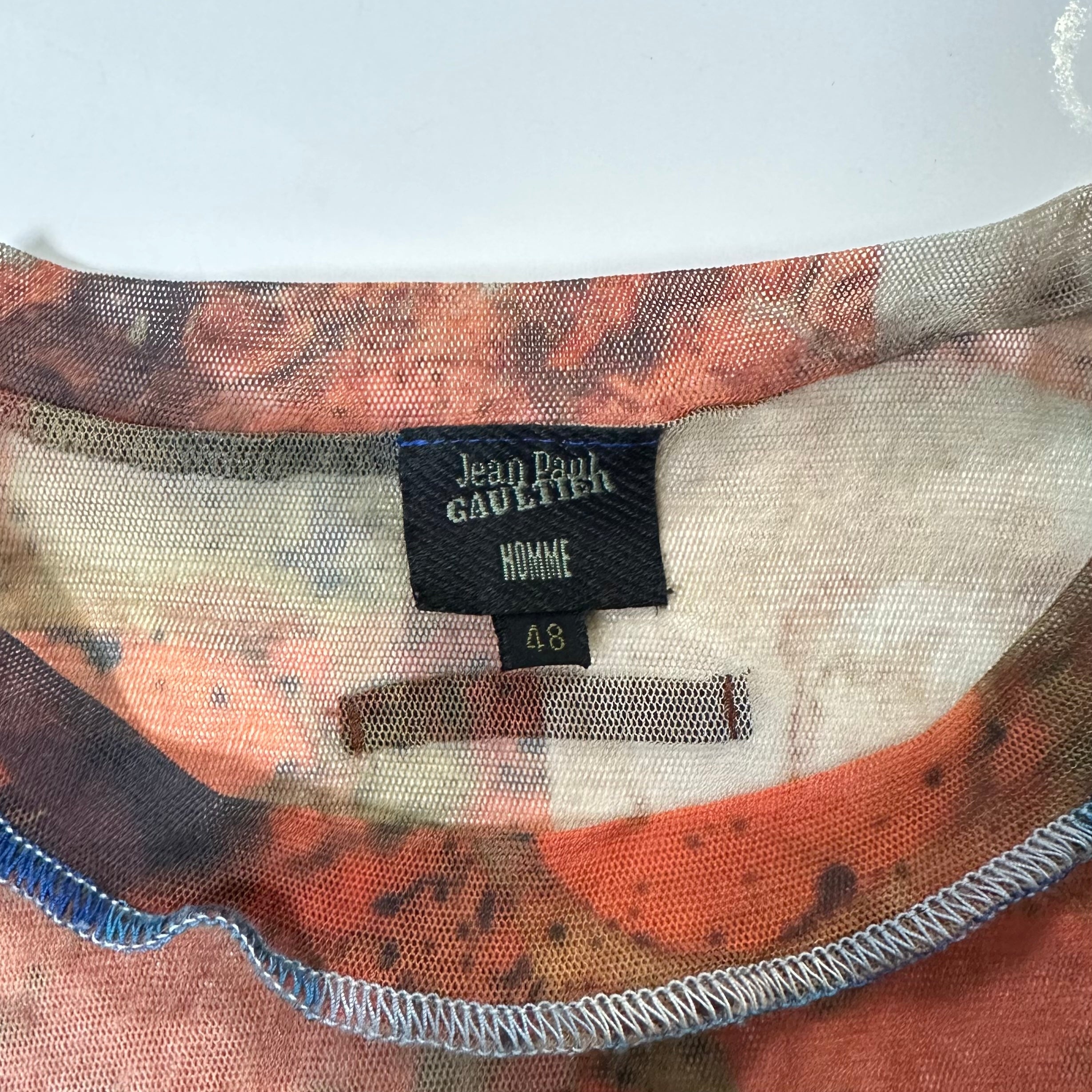 JEAN PAUL GAULTIER HOMME Spring Summer 2000 Psychedelic Bacteria Print Mesh T-Shirt - 3