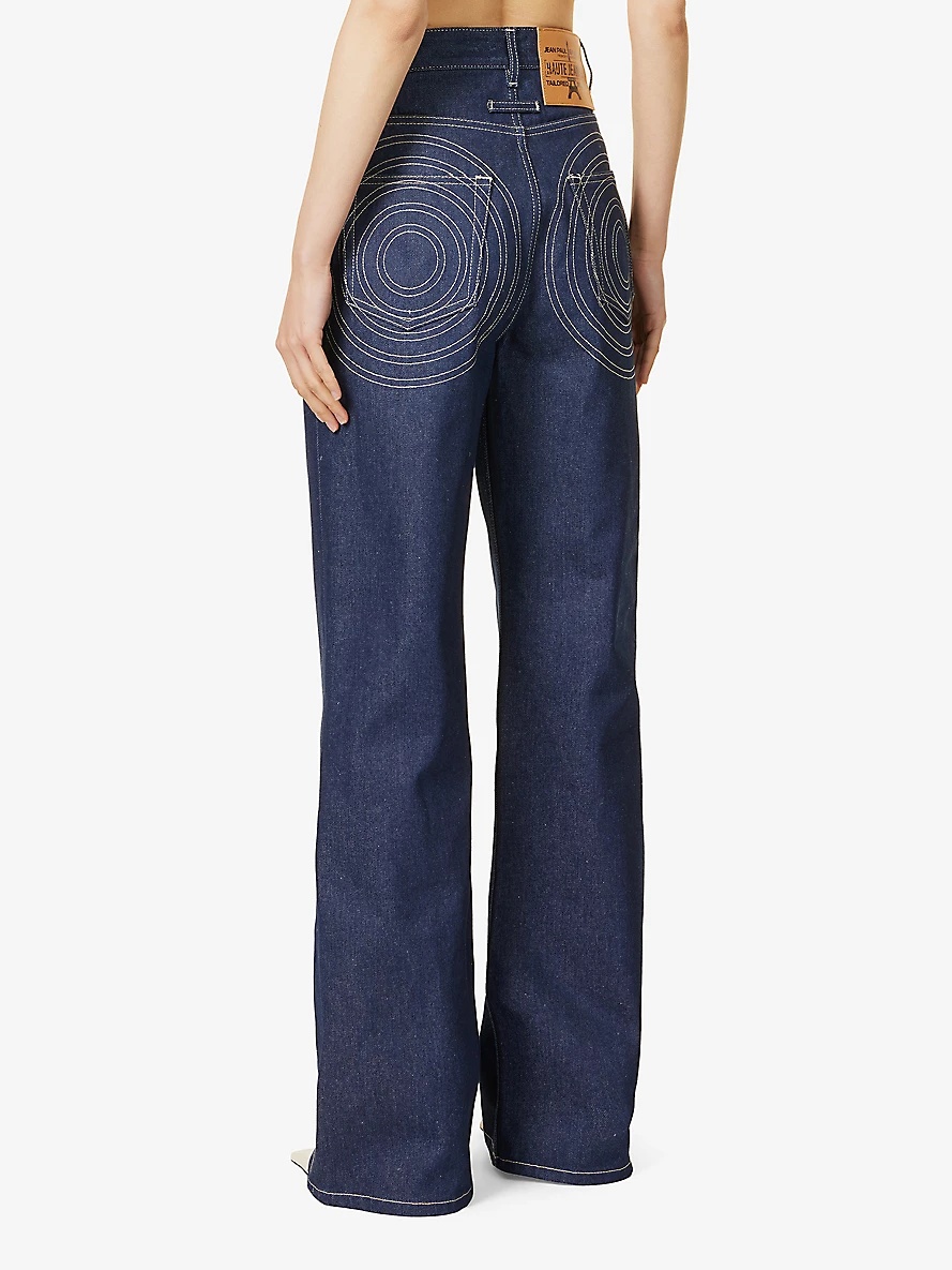 Madonna embroidered wide-leg mid-rise jeans - 4