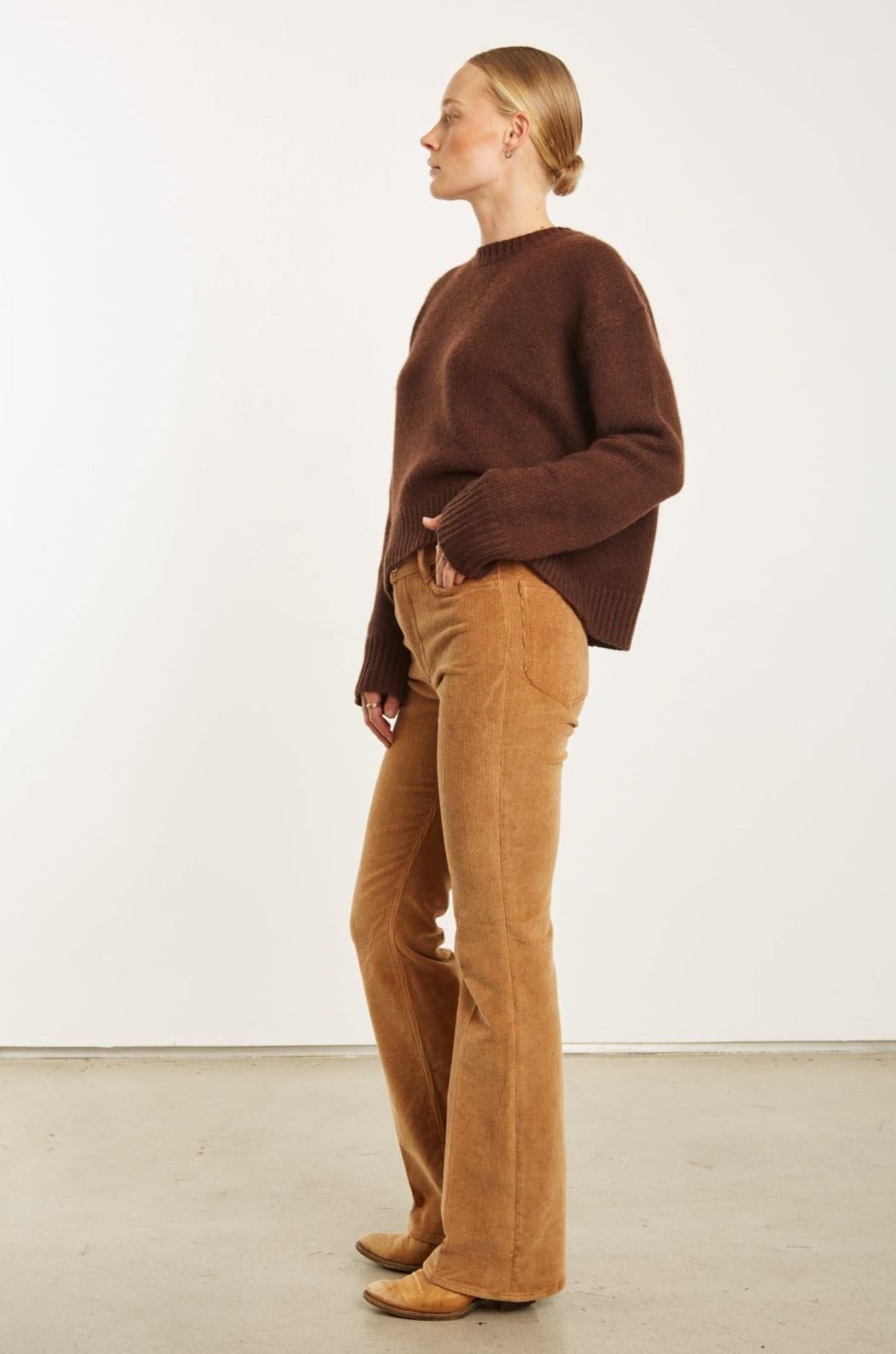 CAMEL CORDUROY MICRO FLARE PANTS - 4