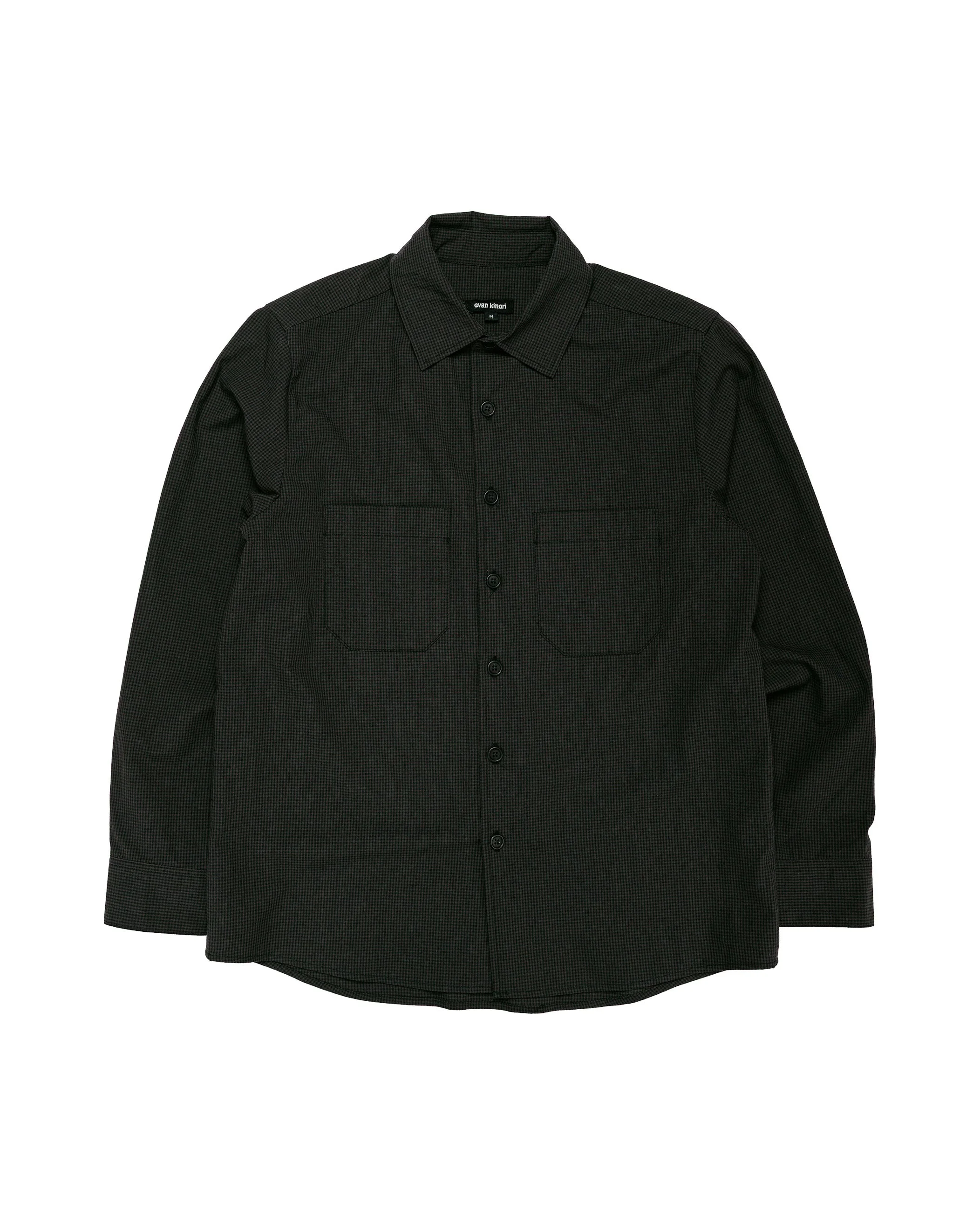 Two Pocket Shirt Worsted Wool Check Olive/Black - 1