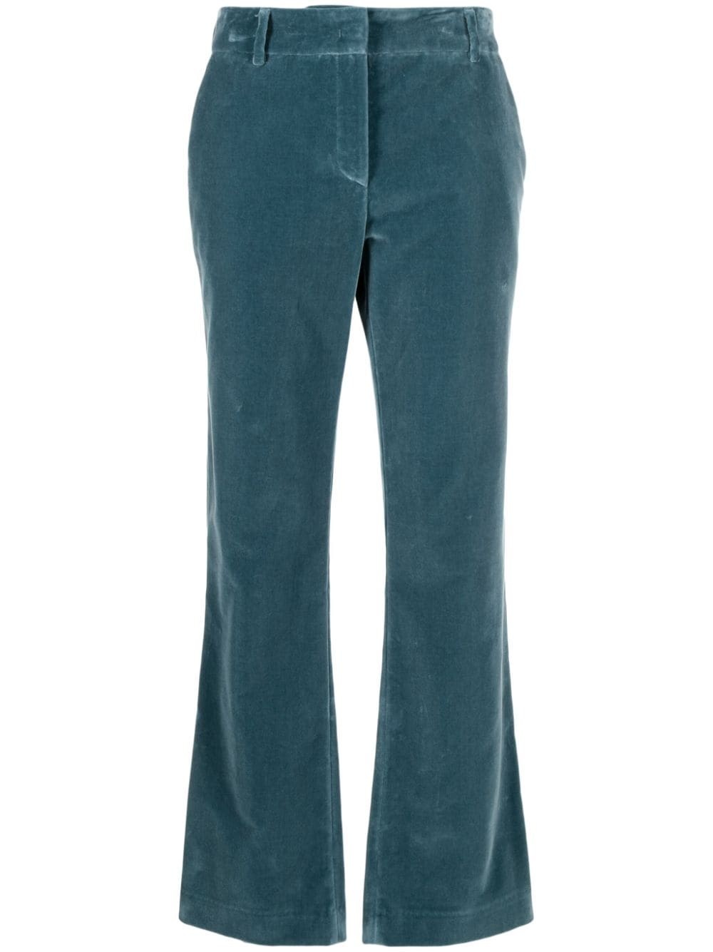 velvet-finish cotton cropped trousers - 1