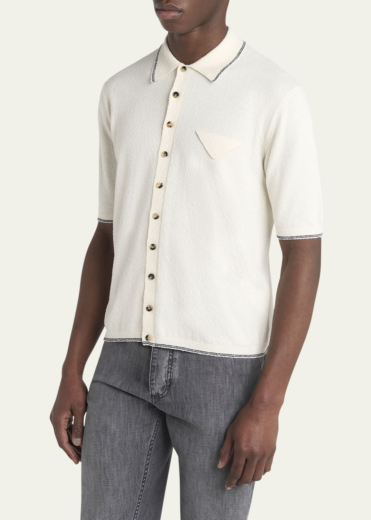 Men's Boucle Triangle Pocket Short-Sleeve Shirt - 4
