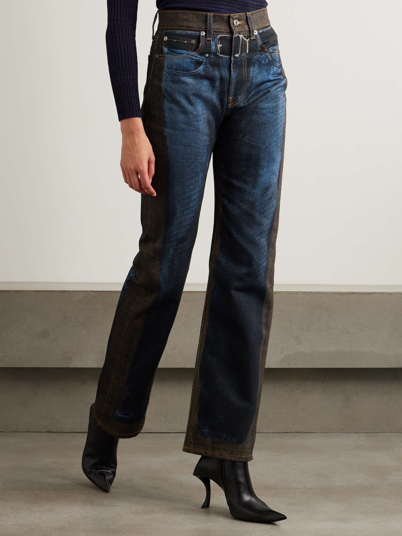 Printed high-rise slim-leg jeans - 3