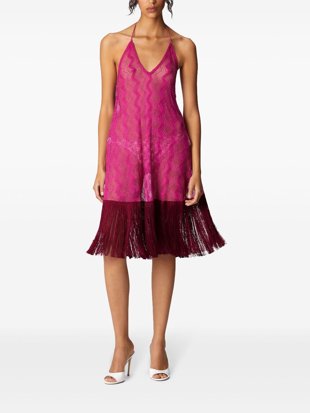 zigzag fringed midi dress - 3