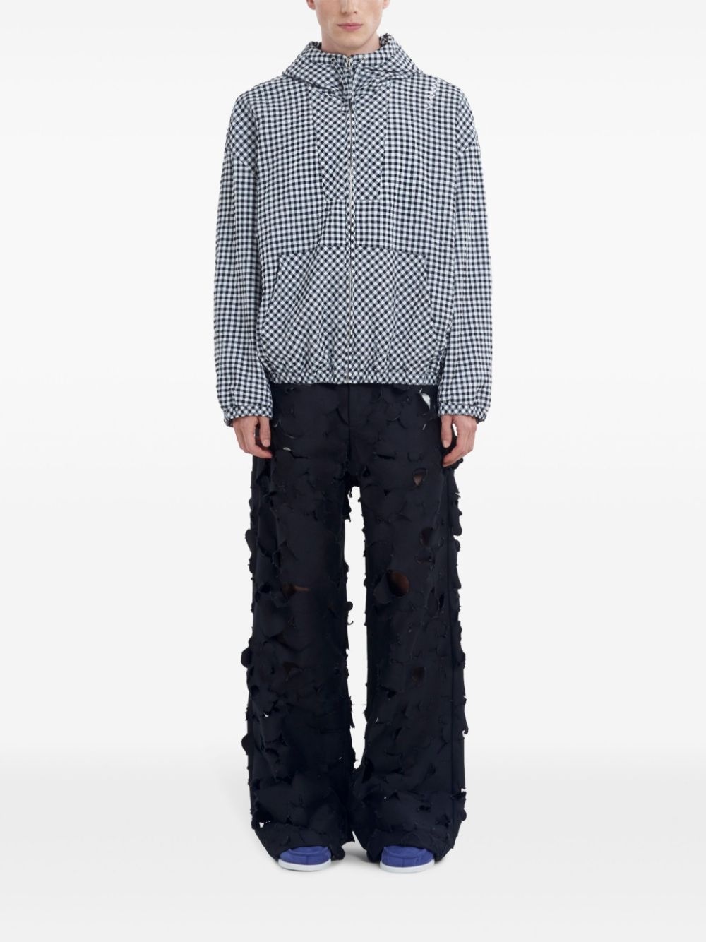 check-pattern hooded jacket - 2