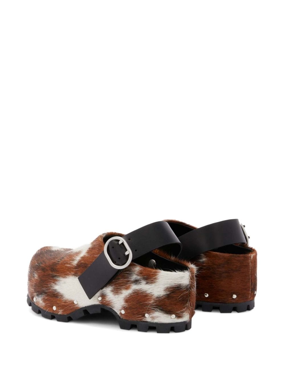 cow-print calf-hair clogs - 3