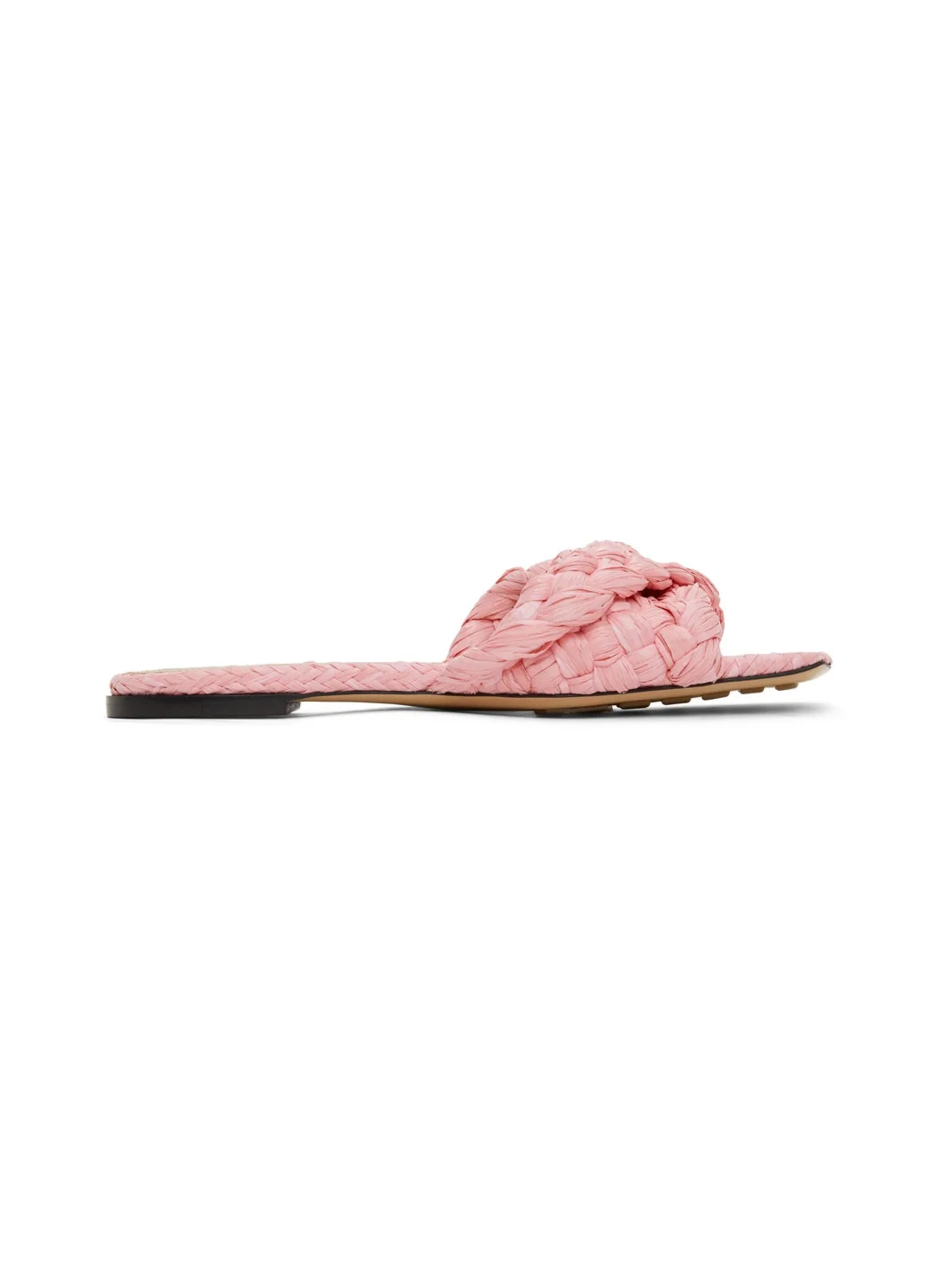 Pink Raffia Stretch Flat Sandals - 1