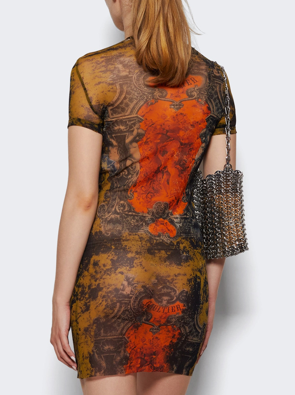 Mesh Short Dress Khaki Médaillon Print - 4