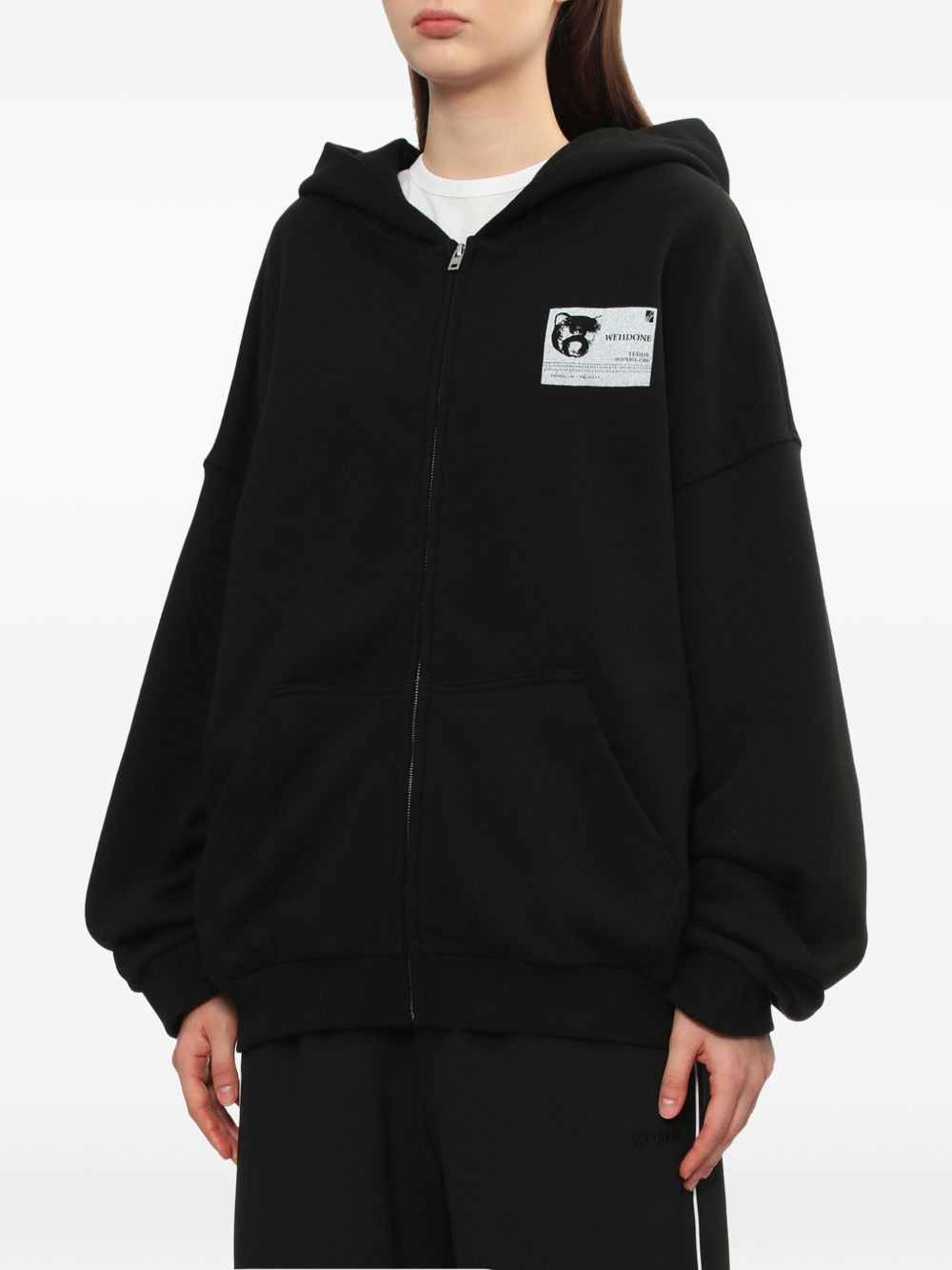 bear-graphic zip-up hoodie - 3