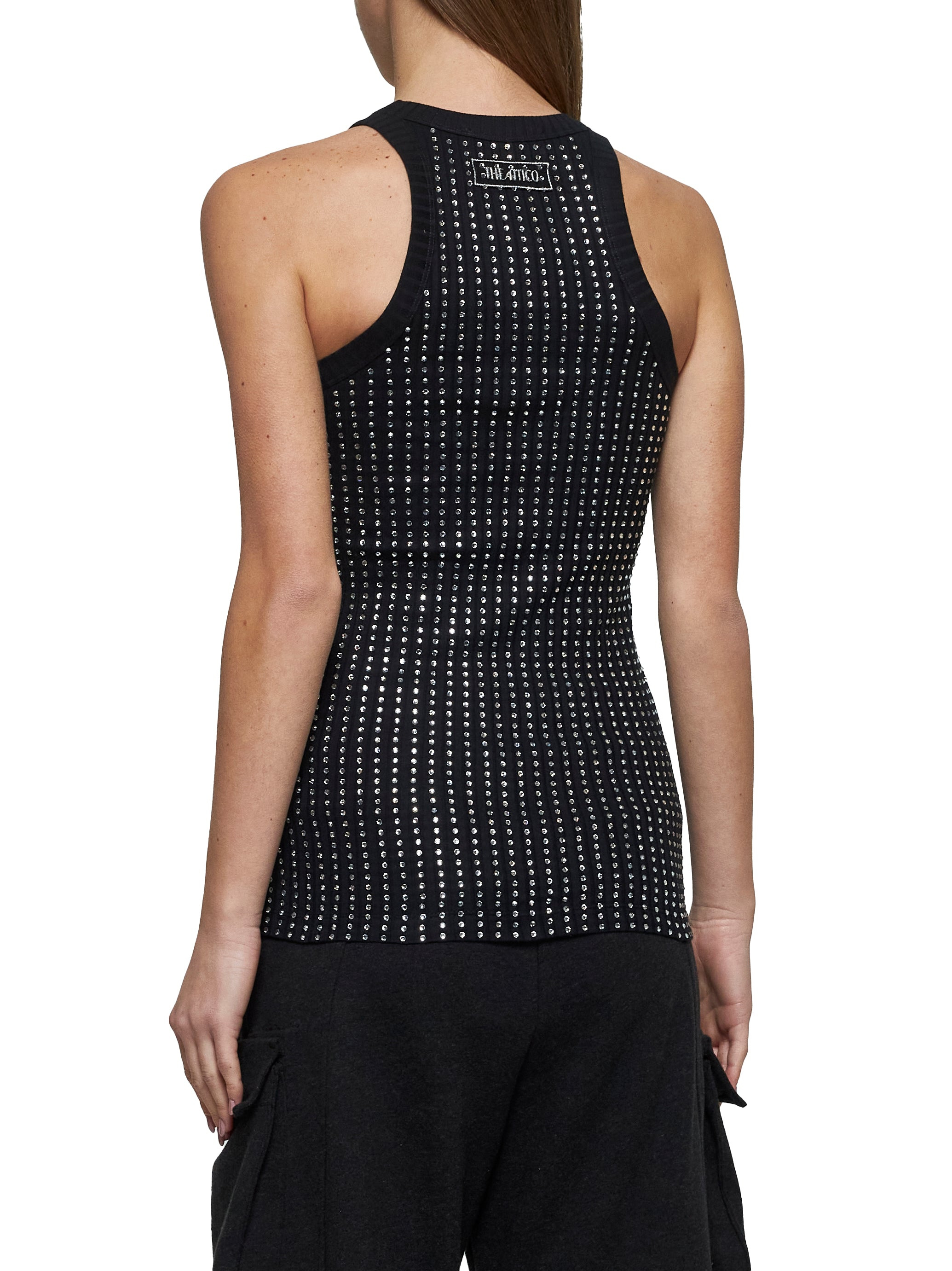 Black hotfix crystal tank top - 4