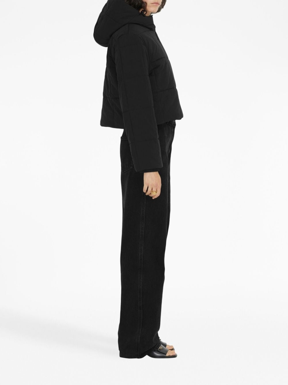 hooded cropped quilted jacket - 3
