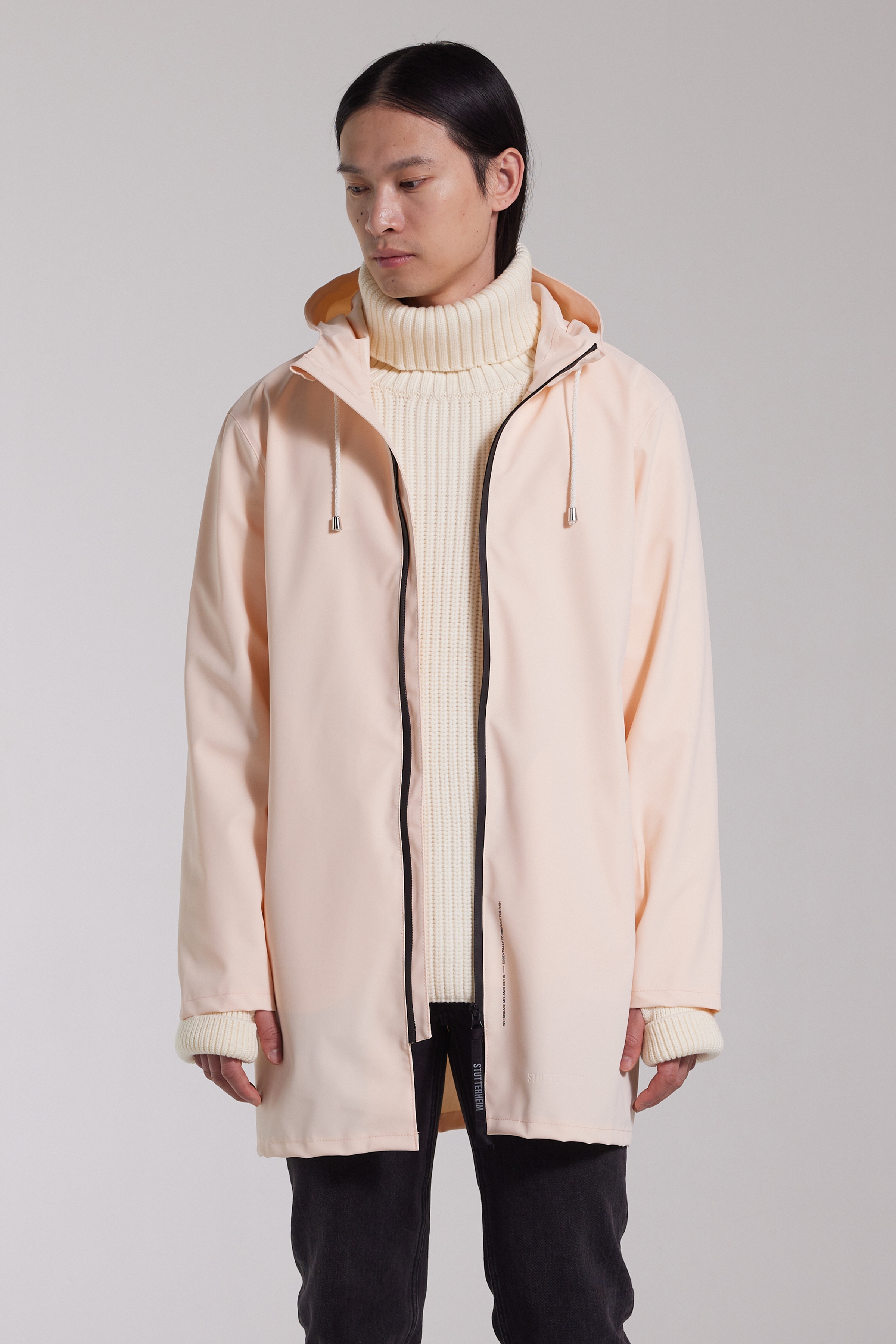 Stockholm Lightweight Zip Matte Raincoat Peach - 4