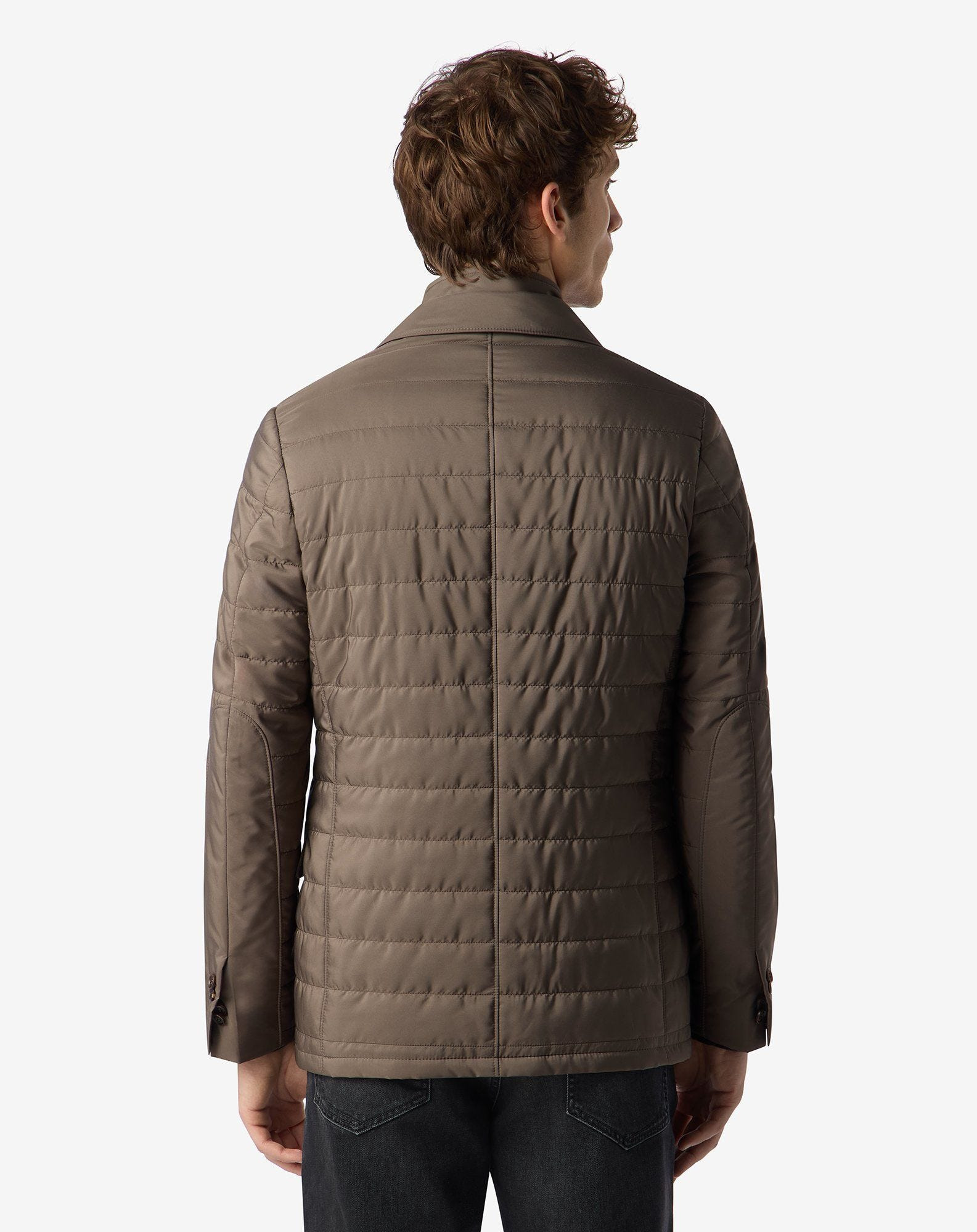 Brown techno poplin jacket with detachable vest - 3