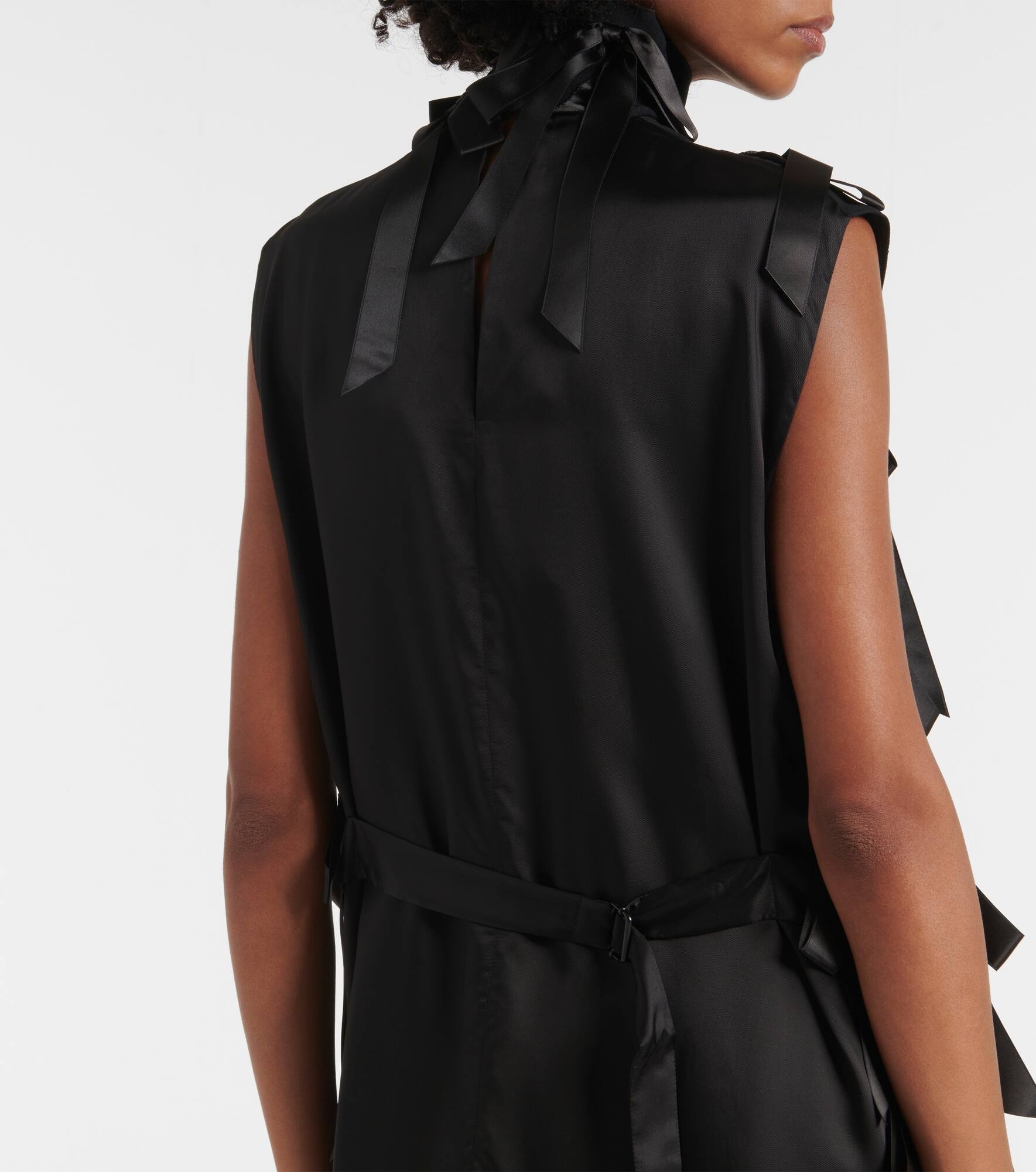 Bow-detail satin-trimmed sablé midi dress - 6