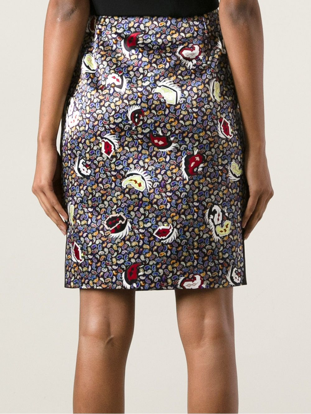 paisley print pencil skirt - 4