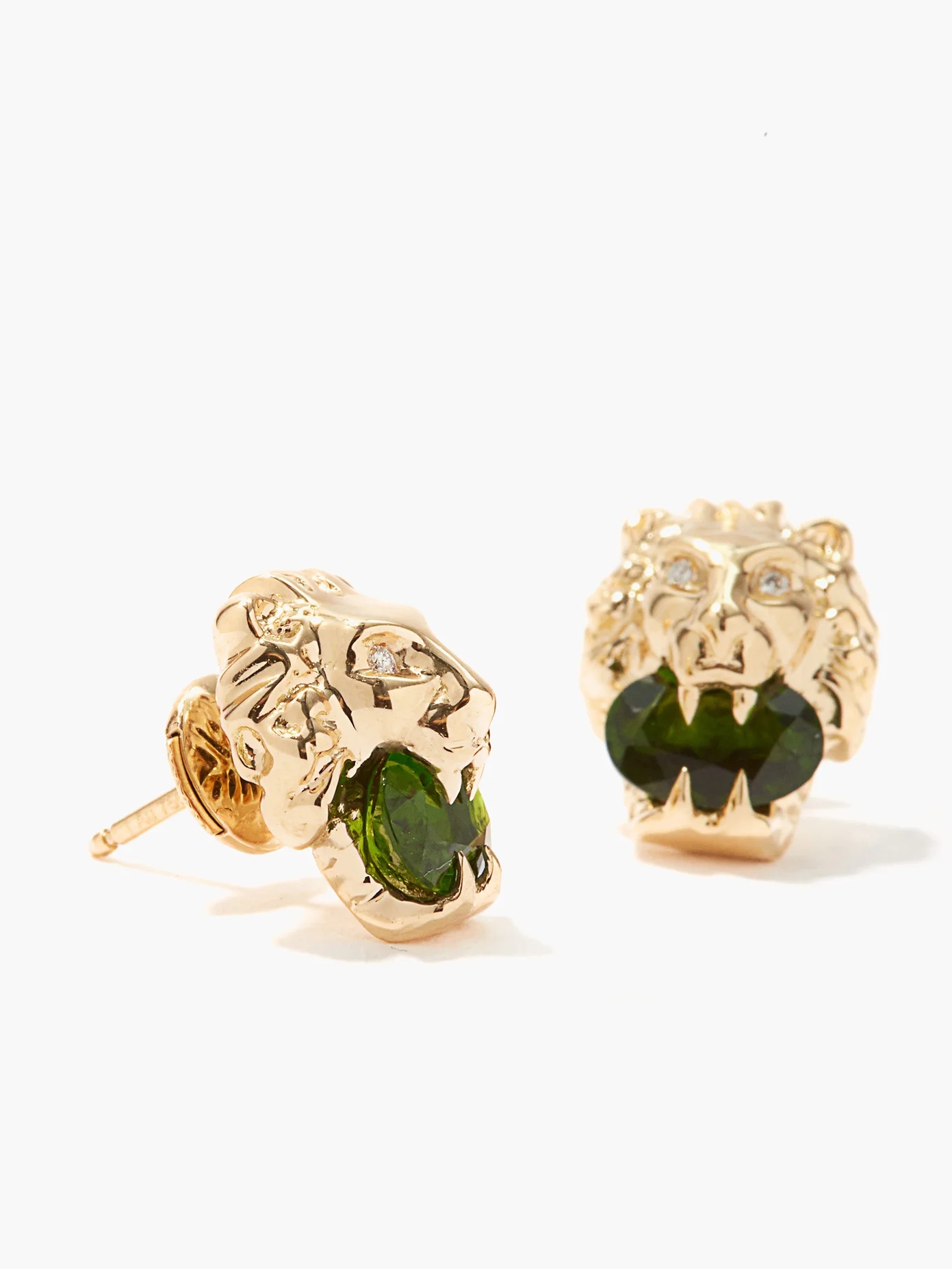 Lion crystal-embellished 18kt-gold stud earrings - 4