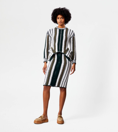 Tod's STRIPED JUMPER IN WOOL - GREEN, WHITE outlook